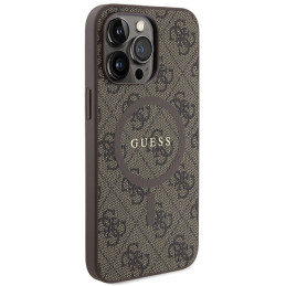 Guess 4G Collection odinis metalinis logotipas MagSafe dėklas, skirtas iPhone 13 Pro Max - rudas