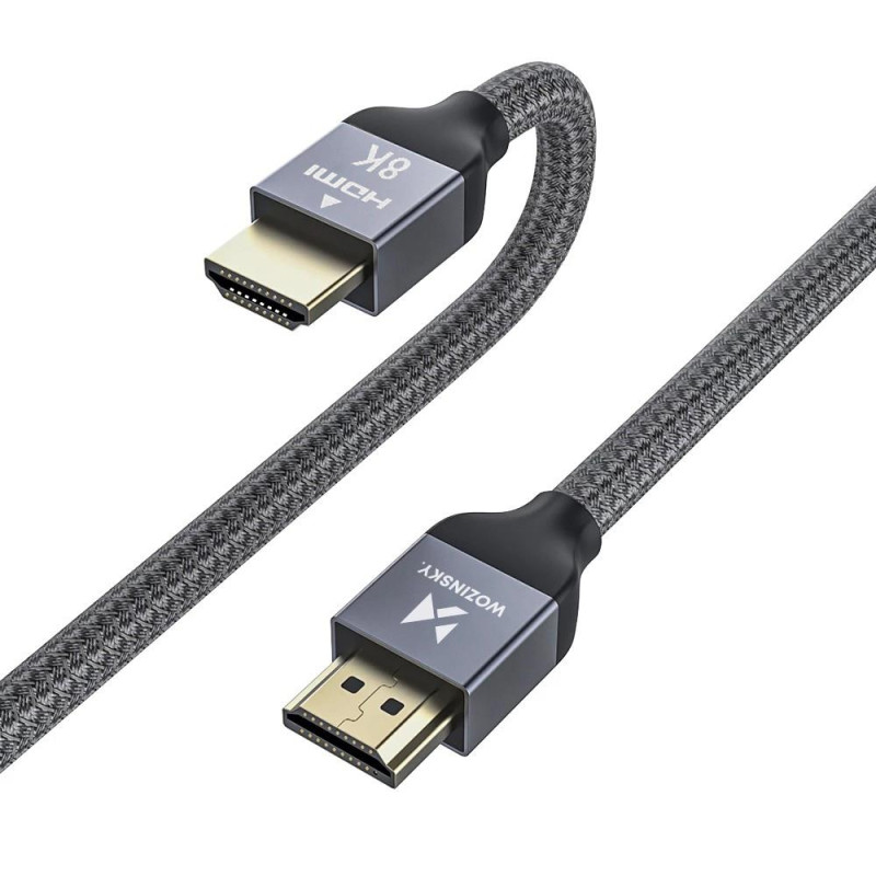 Wozinsky HDMI 2.1 kabelis 8K 60 Hz 48 Gbps / 4K 120 Hz / 2K 144 Hz 1 m sidabras (WHDMI-10)