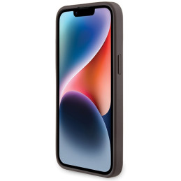 Guess 4G Collection odinis metalinis logotipas MagSafe dėklas, skirtas iPhone 14 Pro – rudas