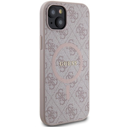 Guess 4G Collection odinis metalinis logotipas MagSafe dėklas, skirtas iPhone 14/ 15/ 13 – rožinis