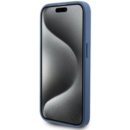 Guess 4G Collection odinis metalinis logotipas MagSafe dėklas, skirtas iPhone 15 Pro - mėlynas