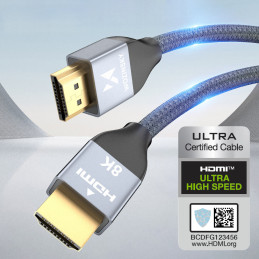Wozinsky HDMI 2.1 kabelis 8K 60 Hz 48 Gbps / 4K 120 Hz / 2K 144 Hz 2 m sidabrinis (WHDMI-20)