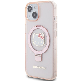„Hello Kitty“ žiedinis stovas „Glitter Electrop Logo MagSafe“ dėklas, skirtas iPhone 15/ 14/ 13 – rožinis