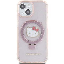 „Hello Kitty“ žiedinis stovas „Glitter Electrop Logo MagSafe“ dėklas, skirtas iPhone 15/ 14/ 13 – rožinis