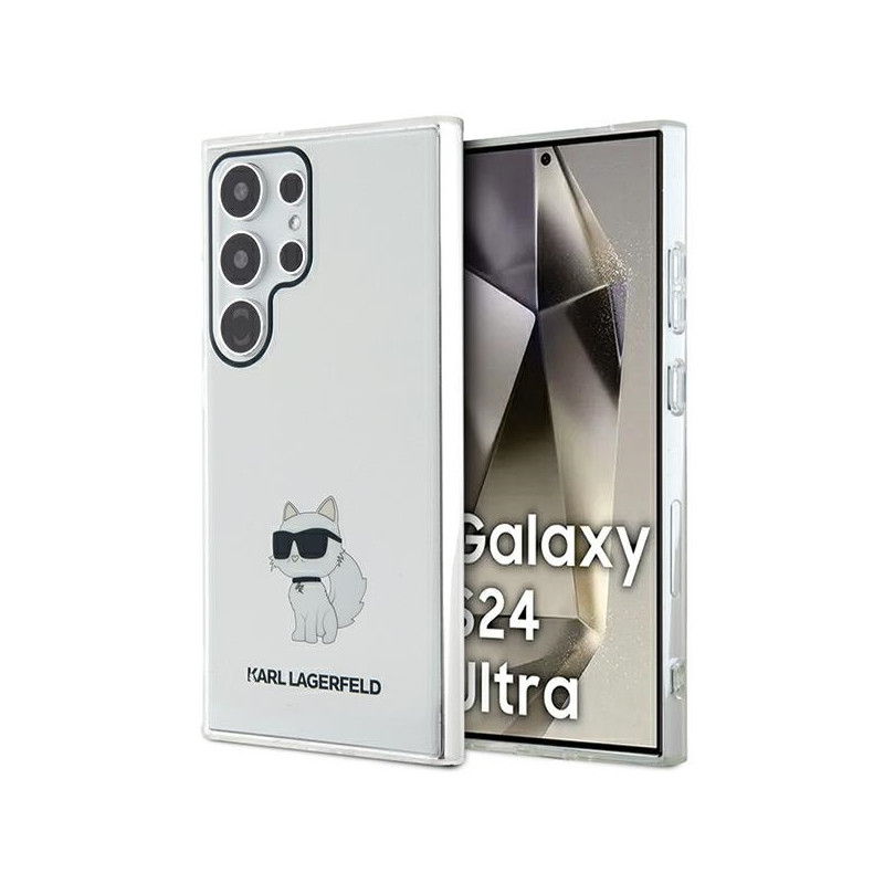 Karl Lagerfeld IML Choupette dėklas, skirtas Samsung Galaxy S24 Ultra - skaidrus