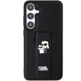Karl Lagerfeld Gripstand Saffiano Karl&Choupette Pins dėklas, skirtas Samsung Galaxy S24+ - juodas