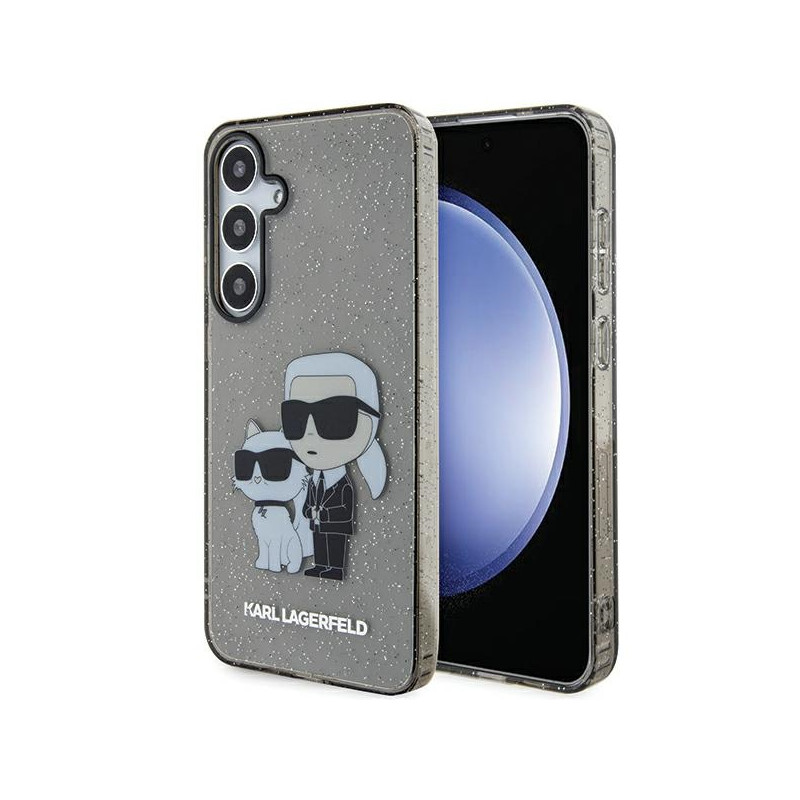 Karl Lagerfeld Glitter Karl&Choupette dėklas Samsung Galaxy S24 - juodas