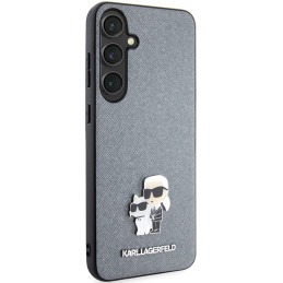Karl Lagerfeld Saffiano Karl&Choupette Metal Pin dėklas Samsung Galaxy S24 - pilkas