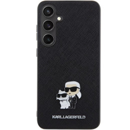 Karl Lagerfeld Saffiano Karl&Choupette Metal Pin dėklas Samsung Galaxy S24 - juodas