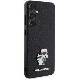 Karl Lagerfeld Saffiano Karl&Choupette Metal Pin dėklas Samsung Galaxy S24 - juodas
