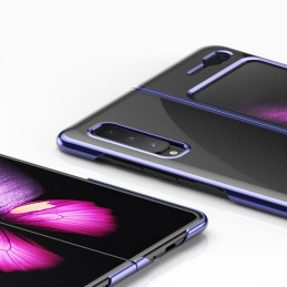 Plating Case kieto dėklo dangtelis su metaliniu rėmeliu, skirtas Samsung Galaxy Fold mėlynai