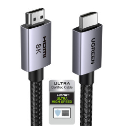 Ugreen HD171 25908 kabelis su HDMI 2.1 8K jungtimis, sertifikuota 1 m - pilka