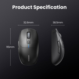 Ugreen MU103 Bluetooth 5.0 kompiuterio pelė / 2,4 GHz USB imtuvas - juoda