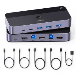 Ugreen CM664 HDMI jungiklis 2in1 KVM jungiklis - juodas