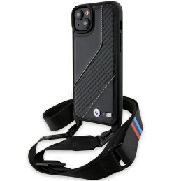 BMW M Edition Carbon Stripe & Strap dėklas iPhone 15 Plus / 14 Plus - juodas