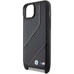 BMW M Edition Carbon Stripe & Strap dėklas iPhone 15 Plus / 14 Plus - juodas