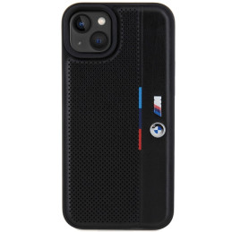 BMW Perforated Tricolor Line dėklas iPhone 15 Plus / 14 Plus - juodas