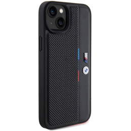 BMW Perforated Tricolor Line dėklas iPhone 15 Plus / 14 Plus - juodas