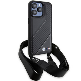BMW M Edition Carbon Stripe & Strap dėklas iPhone 15 Pro Max - juodas