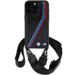 BMW M Edition Carbon Tricolor Lines & Strap dėklas iPhone 15 Pro Max - juodas
