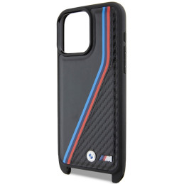 BMW M Edition Carbon Tricolor Lines & Strap dėklas iPhone 15 Pro Max - juodas