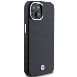 BMW Signature Wrapped Metal MagSafe dėklas, skirtas iPhone 14/ 15/ 13 – juodas