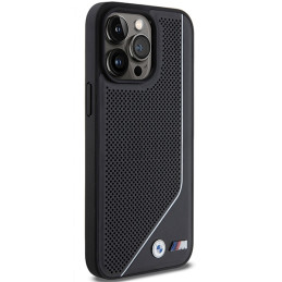 BMW Perforated Twisted Line MagSafe dėklas iPhone 15 Pro - juodas