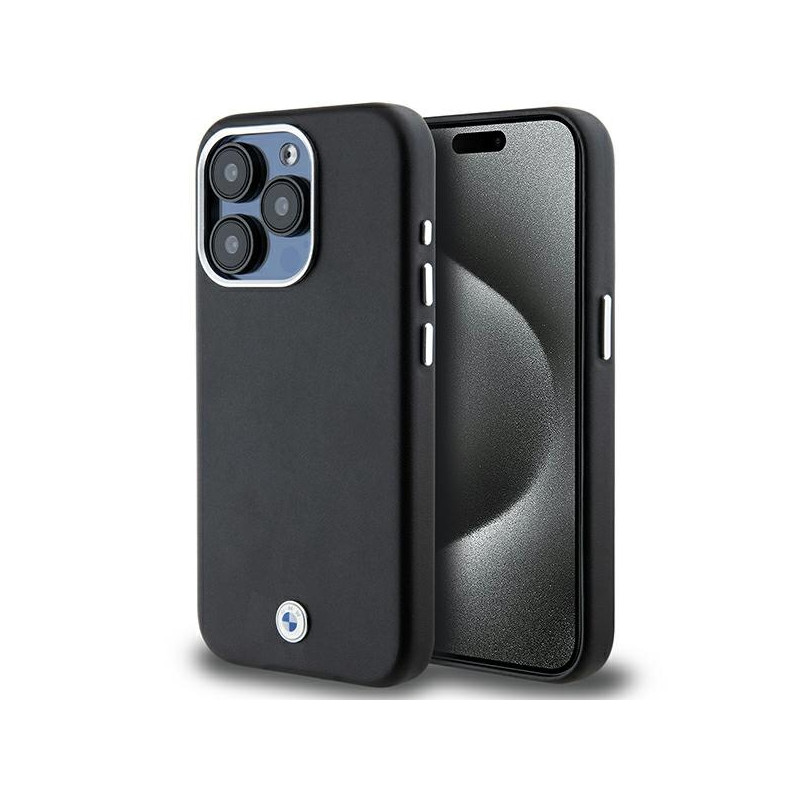 BMW Signature Wrapped Metal MagSafe dėklas iPhone 15 Pro - juodas