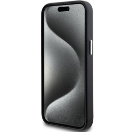 BMW Signature Wrapped Metal MagSafe dėklas, skirtas iPhone 15 Plus / 14 Plus - juodas