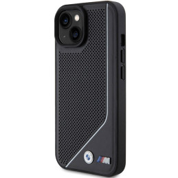 BMW perforuotas Twisted Line MagSafe dėklas iPhone 15 / 14 / 13 - juodas