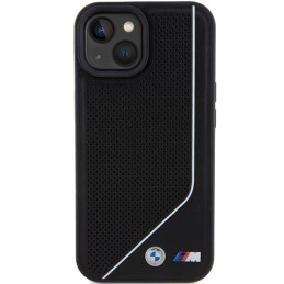 BMW perforuotas Twisted Line MagSafe dėklas iPhone 15 / 14 / 13 - juodas