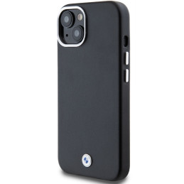 BMW Signature Wrapped Metal MagSafe dėklas, skirtas iPhone 15/ 14/ 13 – juodas