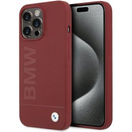 BMW Silicone Big Logo MagSafe dėklas iPhone 15 Pro Max - raudonas