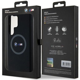BMW M Silicone Printed Ring MagSafe dėklas Samsung Galaxy S24 Ultra - juodas
