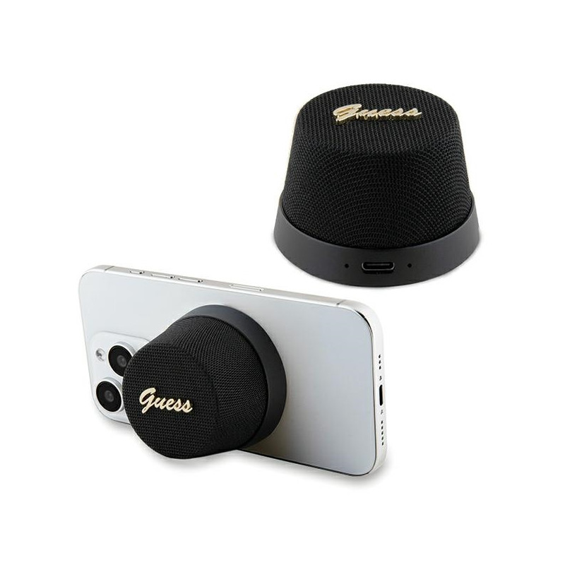 Guess Magnetic Script Metalinė Bluetooth kolonėlė – juoda