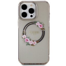 Guess IML Flowers Wreath MagSafe dėklas iPhone 15 Pro Max - juodas