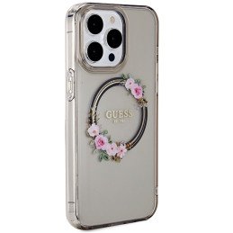 Guess IML Flowers Wreath MagSafe dėklas iPhone 15 Pro Max - juodas