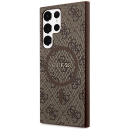 Guess 4G Collection odinis metalinis logotipas MagSafe dėklas, skirtas Samsung Galaxy S24 Ultra - rudas