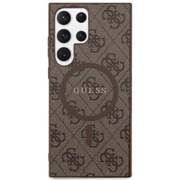 Guess 4G Collection odinis metalinis logotipas MagSafe dėklas, skirtas Samsung Galaxy S24 Ultra - rudas