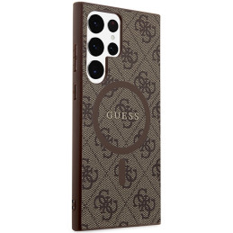 Guess 4G Collection odinis metalinis logotipas MagSafe dėklas, skirtas Samsung Galaxy S24 Ultra - rudas