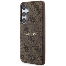 Guess 4G Collection odinis metalinis logotipas MagSafe dėklas, skirtas Samsung Galaxy S24 - rudas