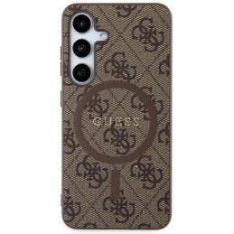 Guess 4G Collection odinis metalinis logotipas MagSafe dėklas, skirtas Samsung Galaxy S24 - rudas