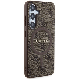 Guess 4G Collection odinis metalinis logotipas MagSafe dėklas, skirtas Samsung Galaxy S24 - rudas