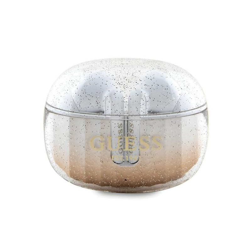 Guess Glitter Gradient TWS Bluetooth ausinės su prijungimo stotele - auksinės spalvos