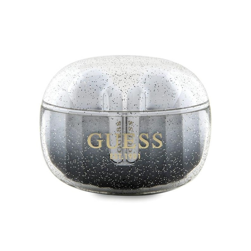 Guess Glitter Gradient TWS Bluetooth ausinės su prijungimo stotele - juodos