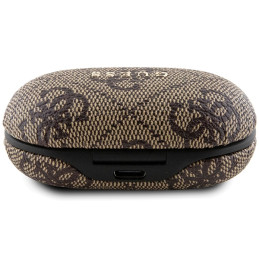 TWS Guess 4G Metalinės Bluetooth ausinės su ENC prijungimo stotele - rudos spalvos
