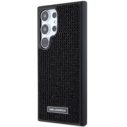 Karl Lagerfeld Rhinestone metalo logotipo dėklas, skirtas Samsung Galaxy S24 Ultra - juodas