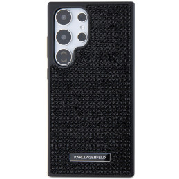 Karl Lagerfeld Rhinestone metalo logotipo dėklas, skirtas Samsung Galaxy S24 Ultra - juodas
