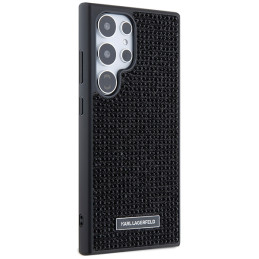 Karl Lagerfeld Rhinestone metalo logotipo dėklas, skirtas Samsung Galaxy S24 Ultra - juodas