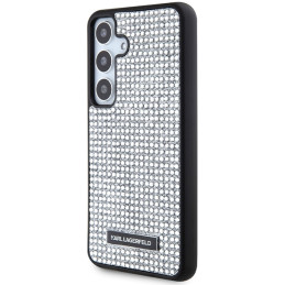 Karl Lagerfeld Rhinestone metalo logotipo dėklas Samsung Galaxy S24 - sidabrinis